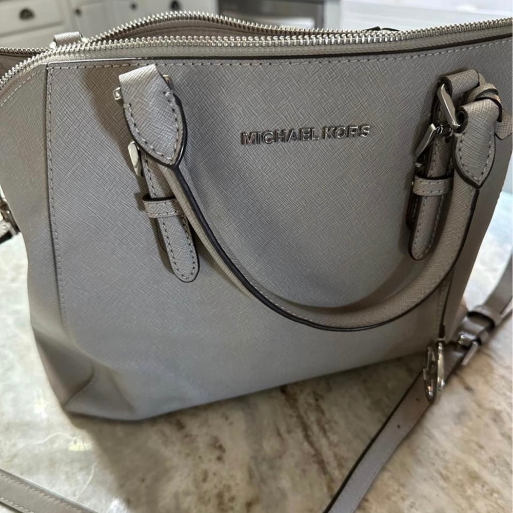 Gray Michael Kors tote with crossbody strap in excellent condition!